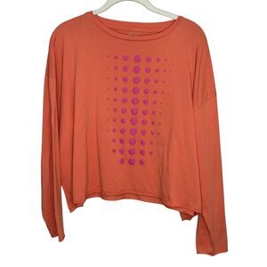 Planet By Lauren G Shirt Womens One Size Orange Pima Cotton Long Sleeve Dot